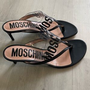 Moschino Logo Vinyl & Leather Sandal size 39.5 (US 9)